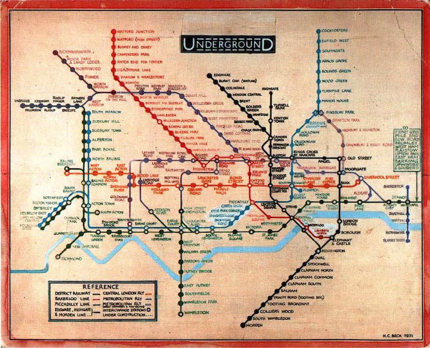 London Underground map from 1931 by Harry Beck